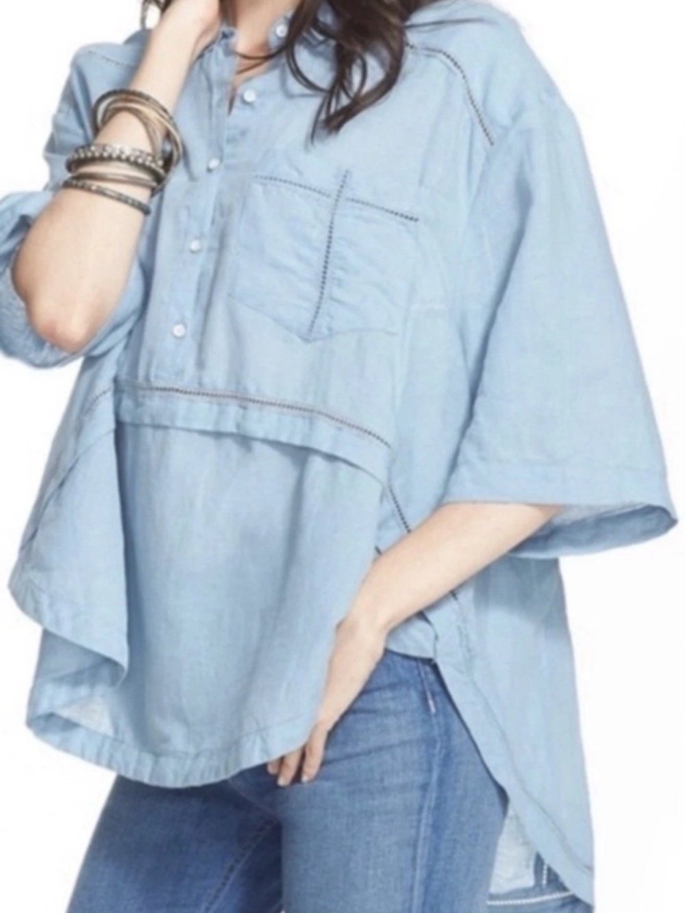 FREE PEOPLE COTTON WEEKENDER TOP LARGE